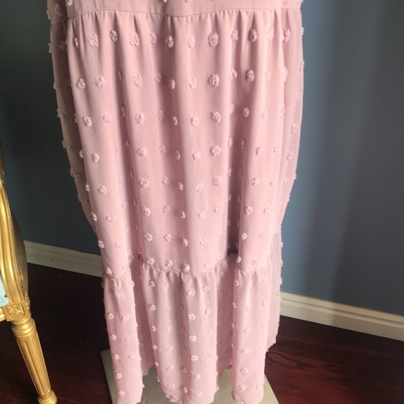 ARULA dusty rose Swiss dot sleeveless chiffon summer maxi dress size B 18-20 - Picture 3 of 14